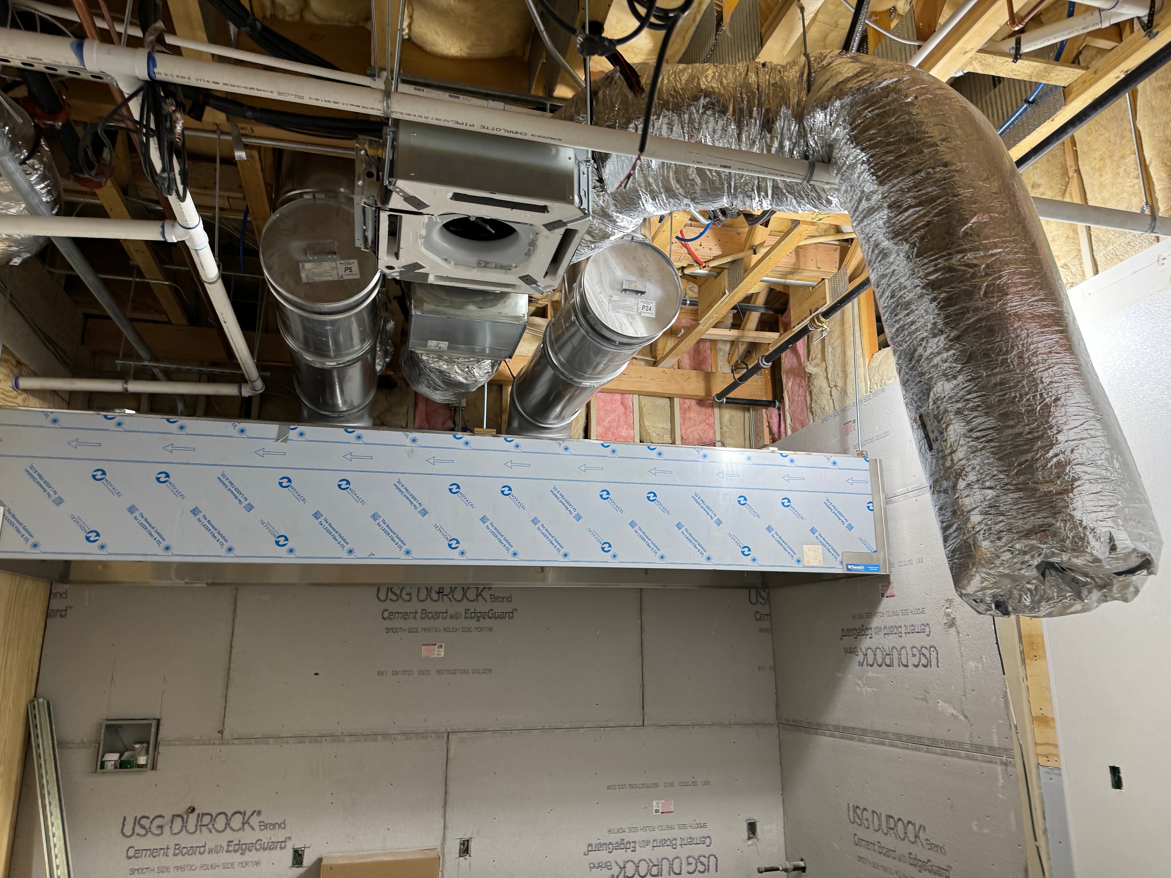 Fan coil units, supply drops, and insulated flex duct