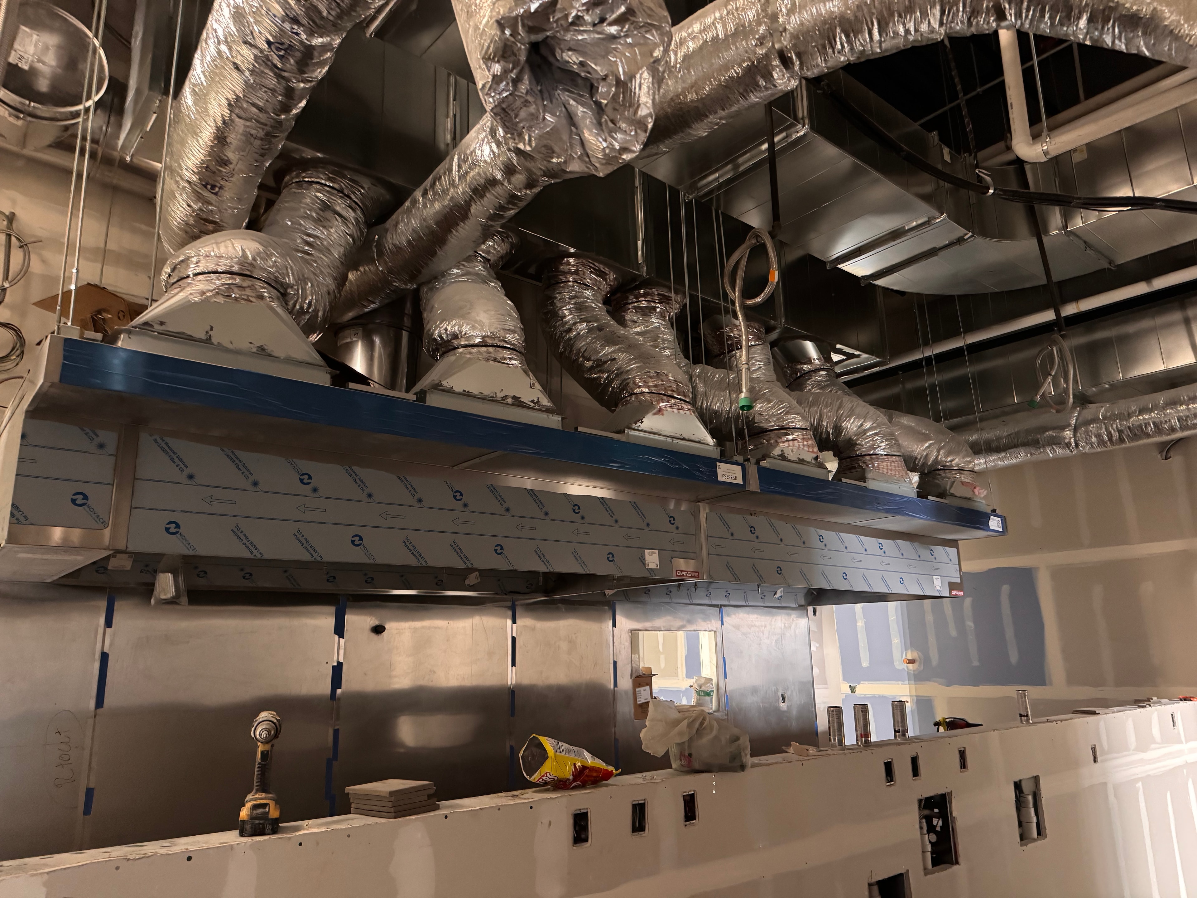 Kitchen exhaust hood installation